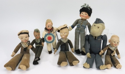 A Spanish soldier and six Norah Welling&rsquo;s cloth dolls, - 2