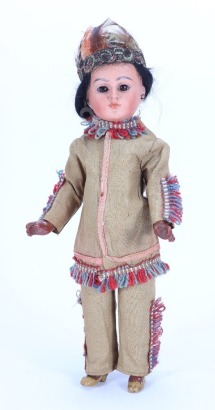A Bahr & Proschild 244 all original American Indian bisque head doll, German circa 1910,