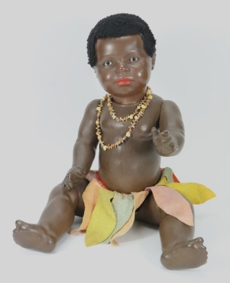 A rare large Heubach Koppelsdor 399 black bisque head character baby, German circa 1915,