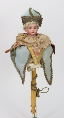An all original A.M 3200 musical Marotte jester doll,