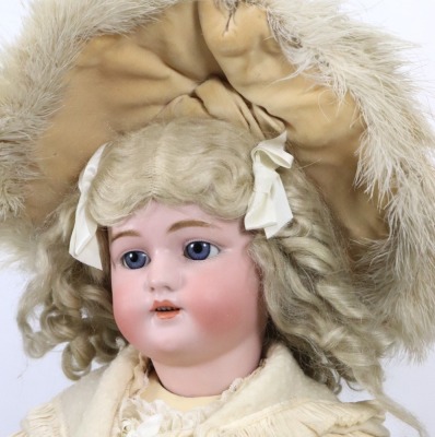 A Simon & Halbig 1079 bisque head girl doll in original clothes, German circa 1910, - 2