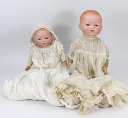 Two bisque head Dream baby dolls, German circa 1915,