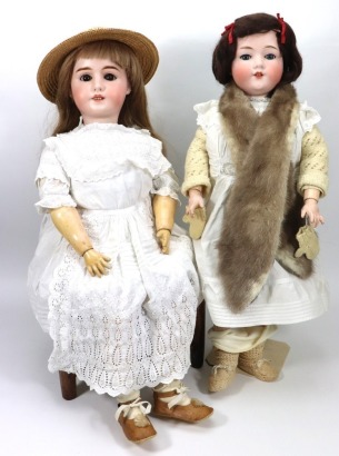 A large A.M 390 bisque head doll, German circa 1910,