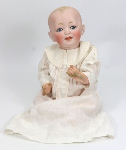 A J.D Kestner bisque head character baby, German circa 1910,