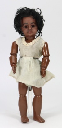 A small Simon and Halbig, black bisque head doll, size 2, German circa 1910,