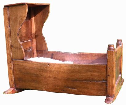 Early 19th century child&rsquo;s oak cradle on rockers,