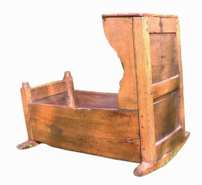 Early 19th century child&rsquo;s oak cradle on rockers, - 3