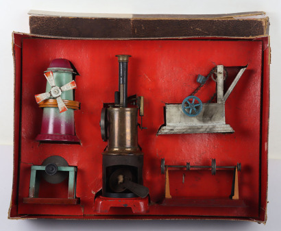 Boxed J.Falk vertical Steam engine and accessorie