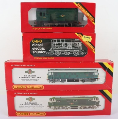 Four boxed 00 gauge Hornby Railways Diesel locomotives