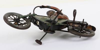Fischer (Germany) Tinplate Clockwork Motorcyclist bell ringer version - 6