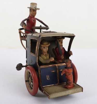 A Lehmann (Germany) Tinplate Clockwork Dark Blue LI LA Hansom Cab - 3