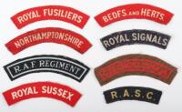 8x WW2 Printed Cloth Shoulder Titles