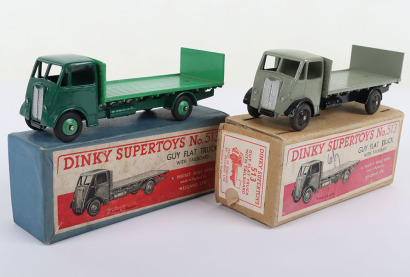 Two Boxed Dinky Toys 513 Guy Flat Trucks with Tailboards