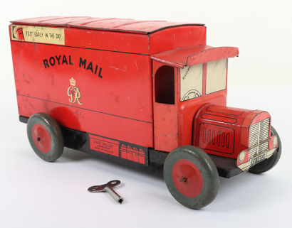 Rare Chad Valley Clockwork Tinplate Royal Mail van