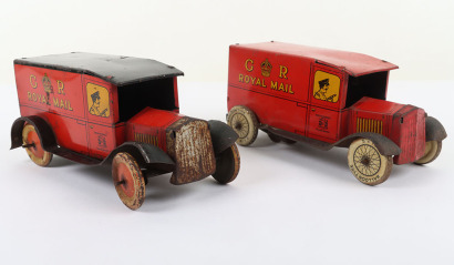 A Pair of Wells London Tinplate Clockwork Royal Mail Delivery Vans