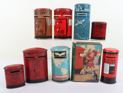 Nine Chad Valley Tinplate Money Boxes