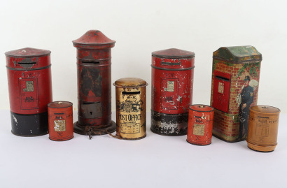 Eight Victorian Tinplate Boxes in The Shape of Letter Boxes
