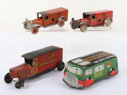 Three Tinplate Royal Mail Vans