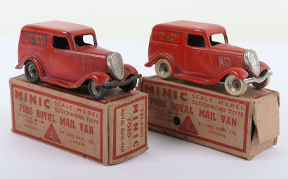 Two Boxed Tri-ang Minic Pre War 3M Tinplate Ford Royal Mail Vans
