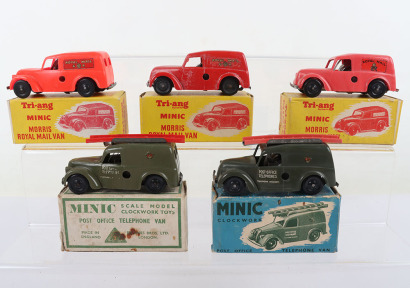 Five Tri-ang Minic Royal Mail/Post office Telephones Vans