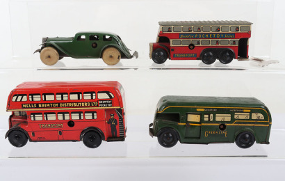 Three Wells Brimtoy Tinplate Clockwork Buses