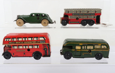Three Wells Brimtoy Tinplate Clockwork Buses