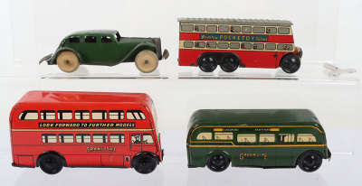 Three Wells Brimtoy Tinplate Clockwork Buses - 2