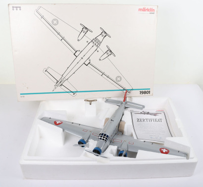 Boxed Marklin 19801 Junkers Ju-52 clockwork tinplate Swiss Airways Passenger airplane