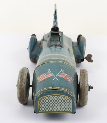 A Gunthermann (Germany) Tinplate Clockwork Bluebird Record Car Short Version - 2