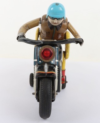 Masudaya (Japan) Battery operated Tinplate Expert Motorcyclist on Atom Motorcycle - 3