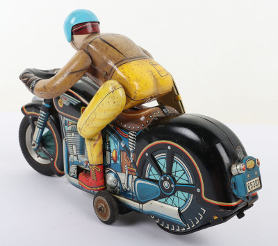 Masudaya (Japan) Battery operated Tinplate Expert Motorcyclist on Atom Motorcycle - 5