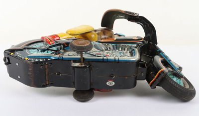 Masudaya (Japan) Battery operated Tinplate Expert Motorcyclist on Atom Motorcycle - 8