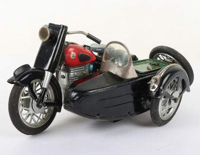 Marusan (Japan) Battery operated Tinplate Sunbeam Motorcycle and sidecar