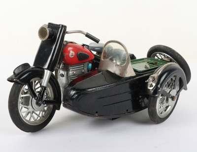 Marusan (Japan) Battery operated Tinplate Sunbeam Motorcycle and sidecar