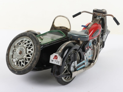 Marusan (Japan) Battery operated Tinplate Sunbeam Motorcycle and sidecar - 5