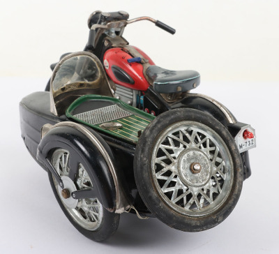 Marusan (Japan) Battery operated Tinplate Sunbeam Motorcycle and sidecar - 6