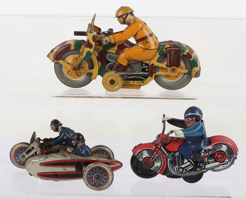 Pre War KT (Japan) Tinplate Military Auto Cycle