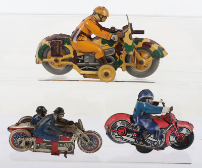 Pre War KT (Japan) Tinplate Military Auto Cycle - 2