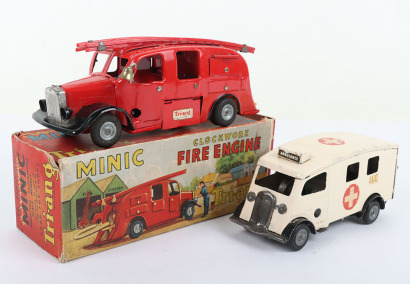 Boxed Tri-ang Minic Tinplate Clockwork Fire Engine