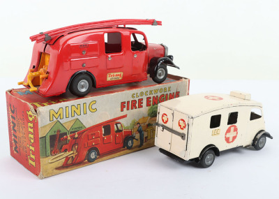Boxed Tri-ang Minic Tinplate Clockwork Fire Engine - 2