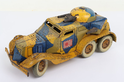 Scarce Post War Japanese H.Yamada Tinplate Clockwork Armoured Car