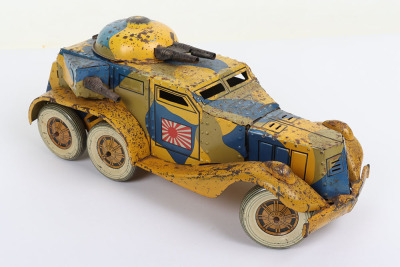 Scarce Post War Japanese H.Yamada Tinplate Clockwork Armoured Car - 2