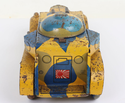 Scarce Post War Japanese H.Yamada Tinplate Clockwork Armoured Car - 3