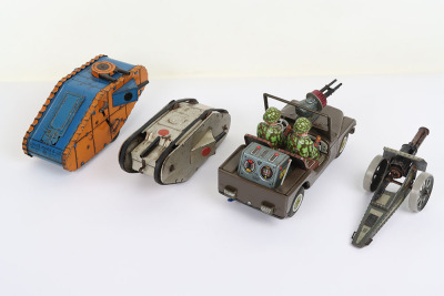 Two Tinplate Louis Marx & Co New York USA Military Tanks - 2