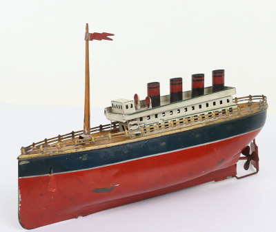 Small tinplate clockwork Four Funnel Ocean Liner - 2