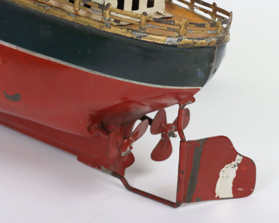 Small tinplate clockwork Four Funnel Ocean Liner - 4