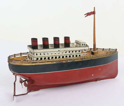 Small tinplate clockwork Four Funnel Ocean Liner - 6