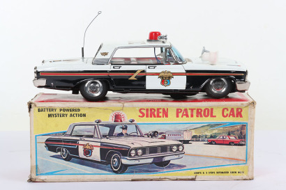 Taiyo (Japan) Tinplate Battery Operated Ford Siren Police Patrol Car