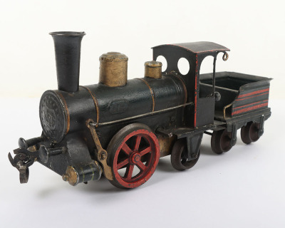 Early Marklin cast iron clockwork 0-2-2 locomotive and tender - 2