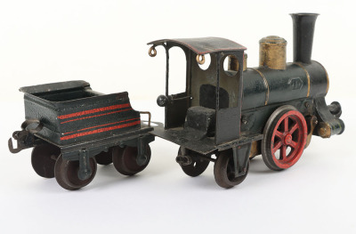 Early Marklin cast iron clockwork 0-2-2 locomotive and tender - 5